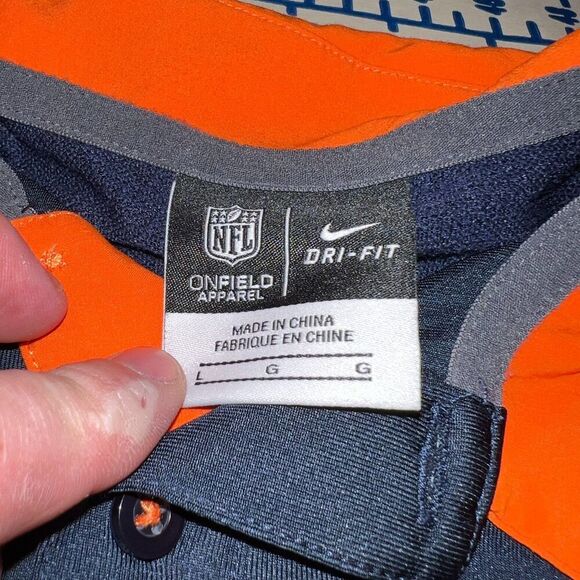 Nike Denver Broncos Dri Fit Polo Shirt Short Sleeve Chest Logo Blue Orange - Picture 7 of 8